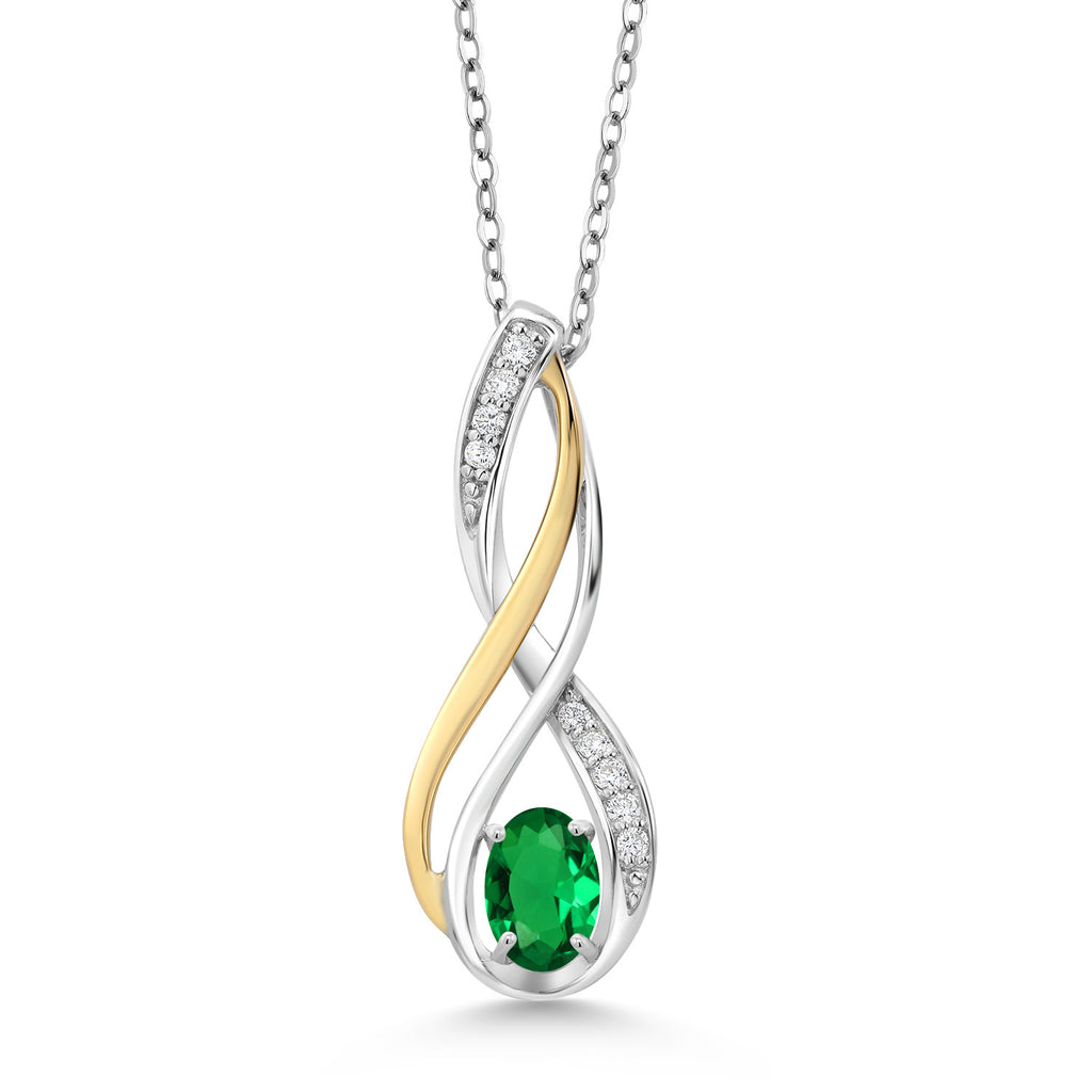 Nano Emerald - May_Pendant in 925 Sterling Silver and 10K Yellow Gold