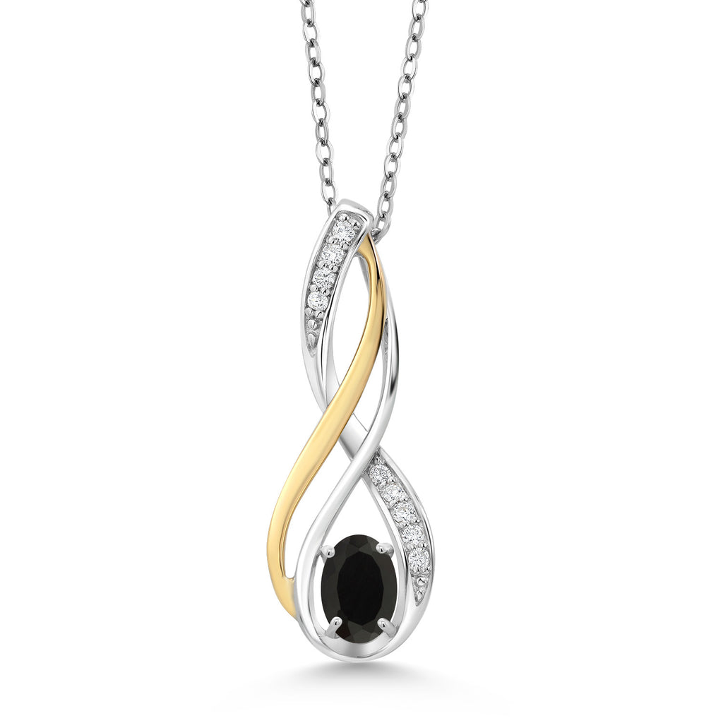 Black Onyx - December_Pendant in 925 Sterling Silver and 10K Yellow Gold