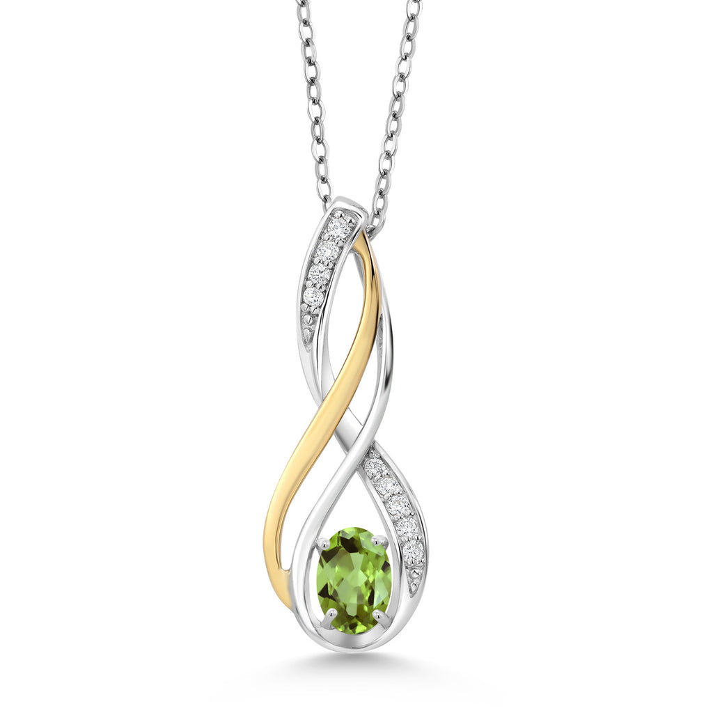 Peridot - August_Pendant in 925 Sterling Silver and 10K Yellow Gold