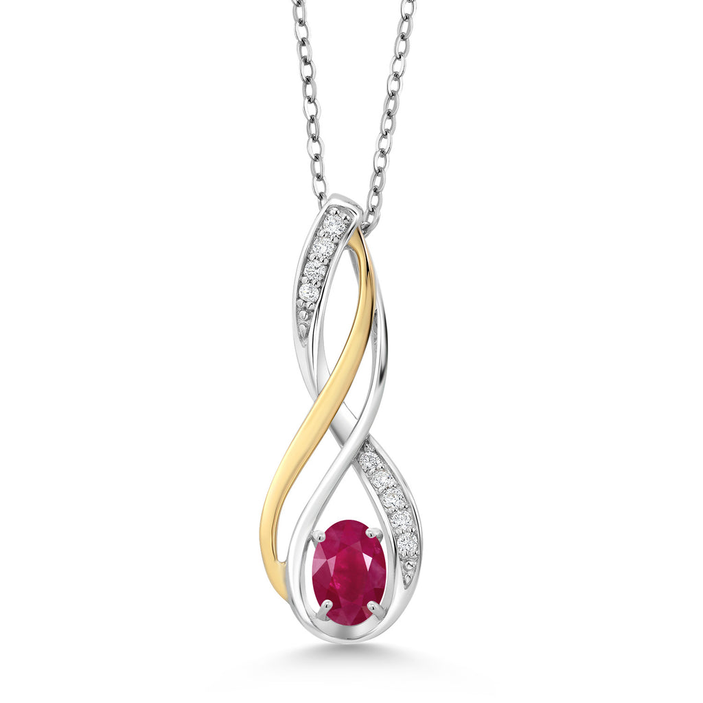 Ruby - July_Pendant in 925 Sterling Silver and 10K Yellow Gold