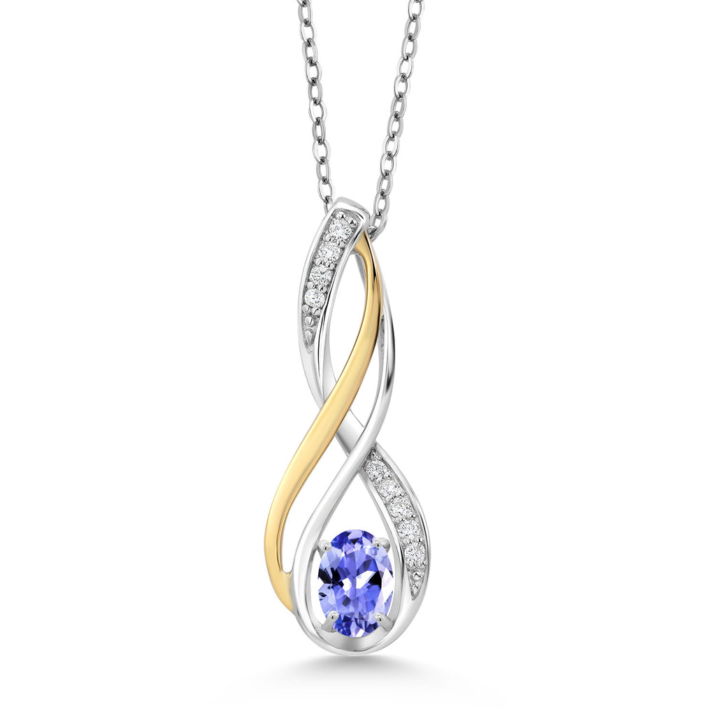 Tanzanite - December_Pendant in 925 Sterling Silver and 10K Yellow Gold