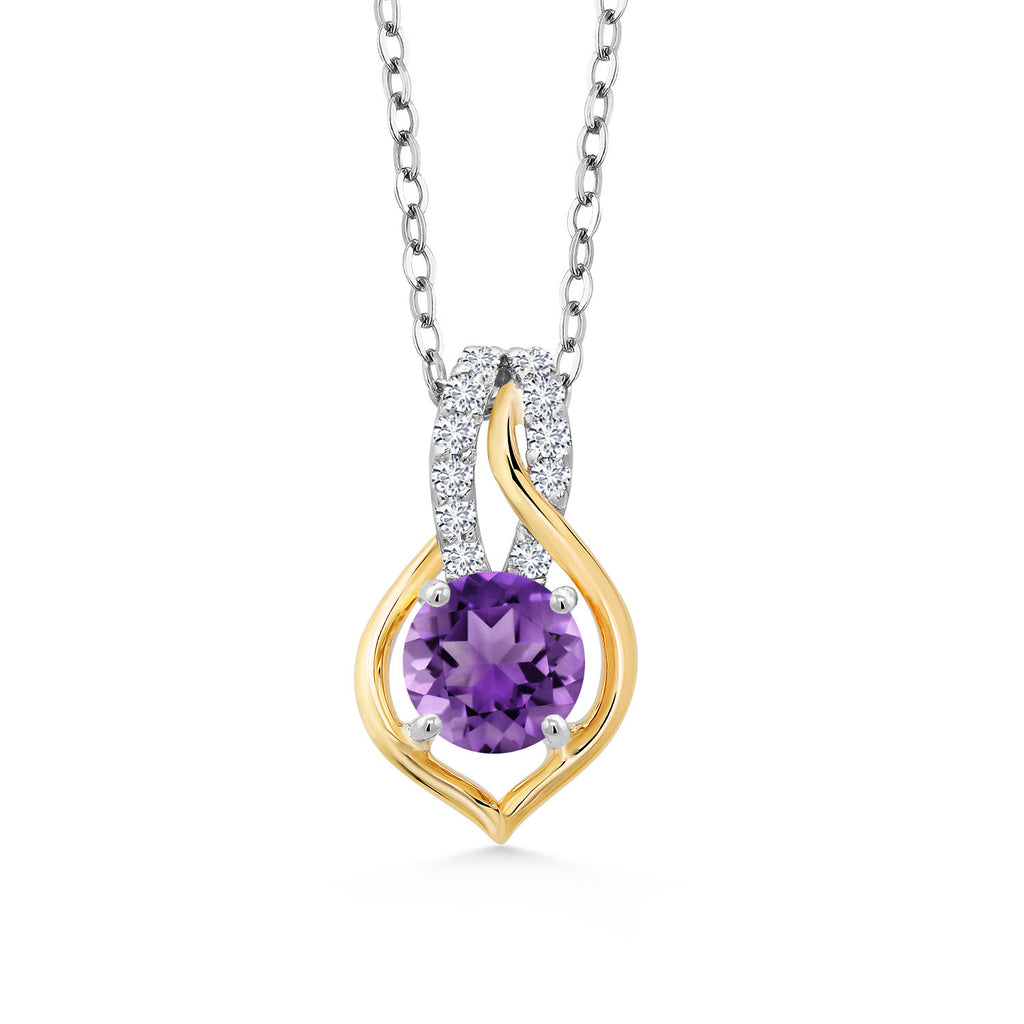 Amethyst - February_Pendant in 925 Sterling Silver and 10K Yellow Gold