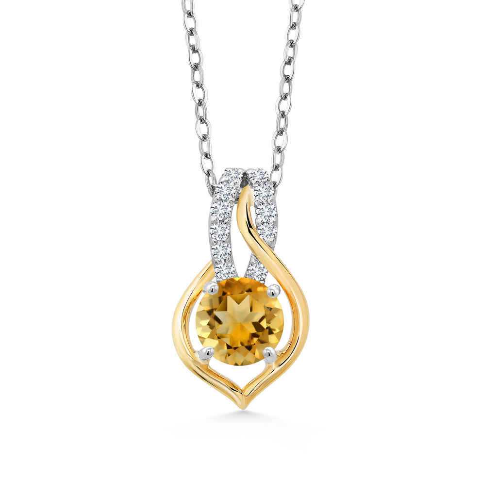 Citrine - November_Pendant in 925 Sterling Silver and 10K Yellow Gold