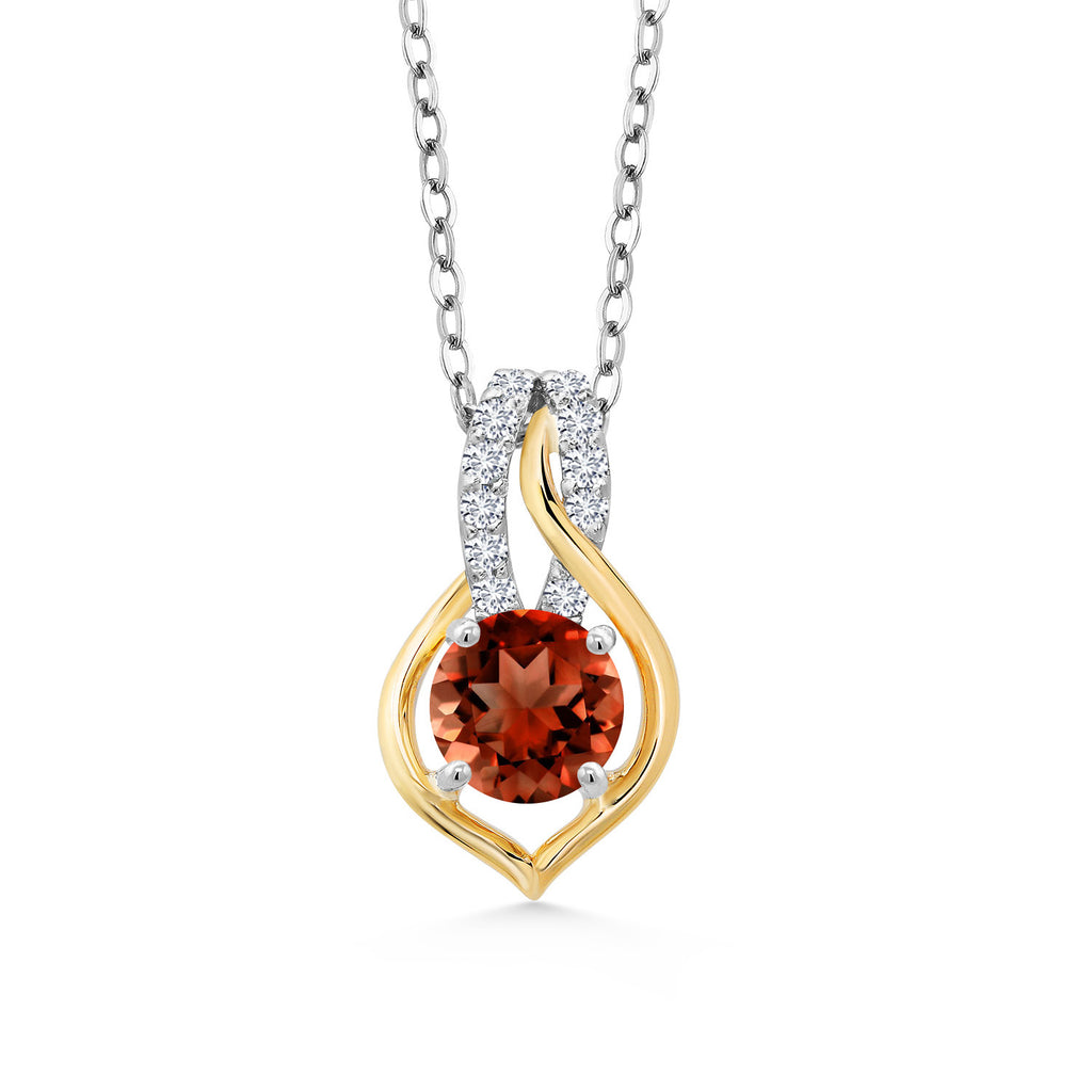Garnet - January_Pendant in 925 Sterling Silver and 10K Yellow Gold