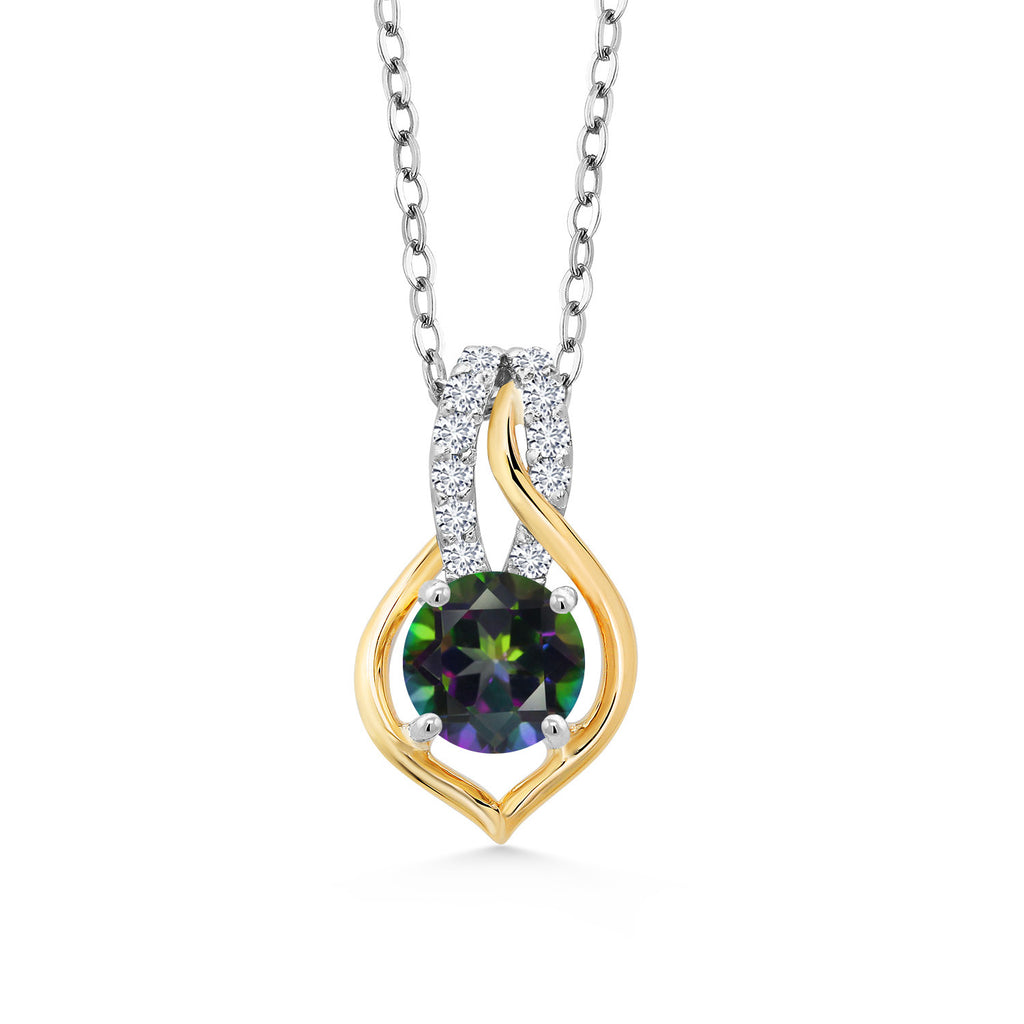 Green Mystic Topaz_Pendant in 925 Sterling Silver and 10K Yellow Gold