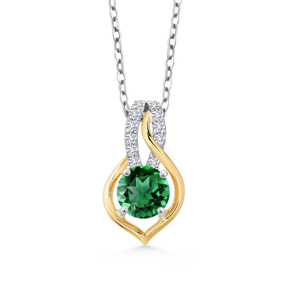 Nano Emerald - May_Pendant in 925 Sterling Silver and 10K Yellow Gold