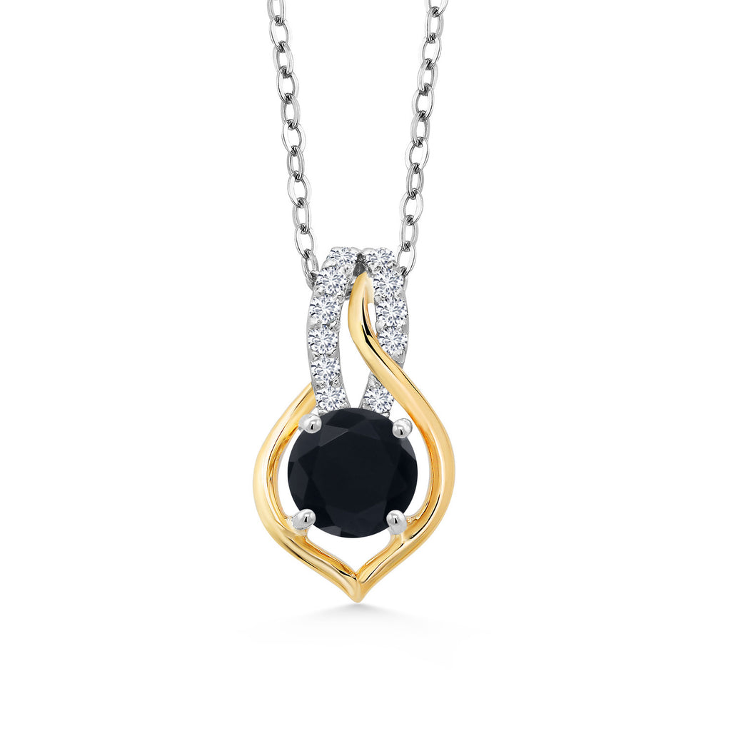 Onyx - December_Pendant in 925 Sterling Silver and 10K Yellow Gold