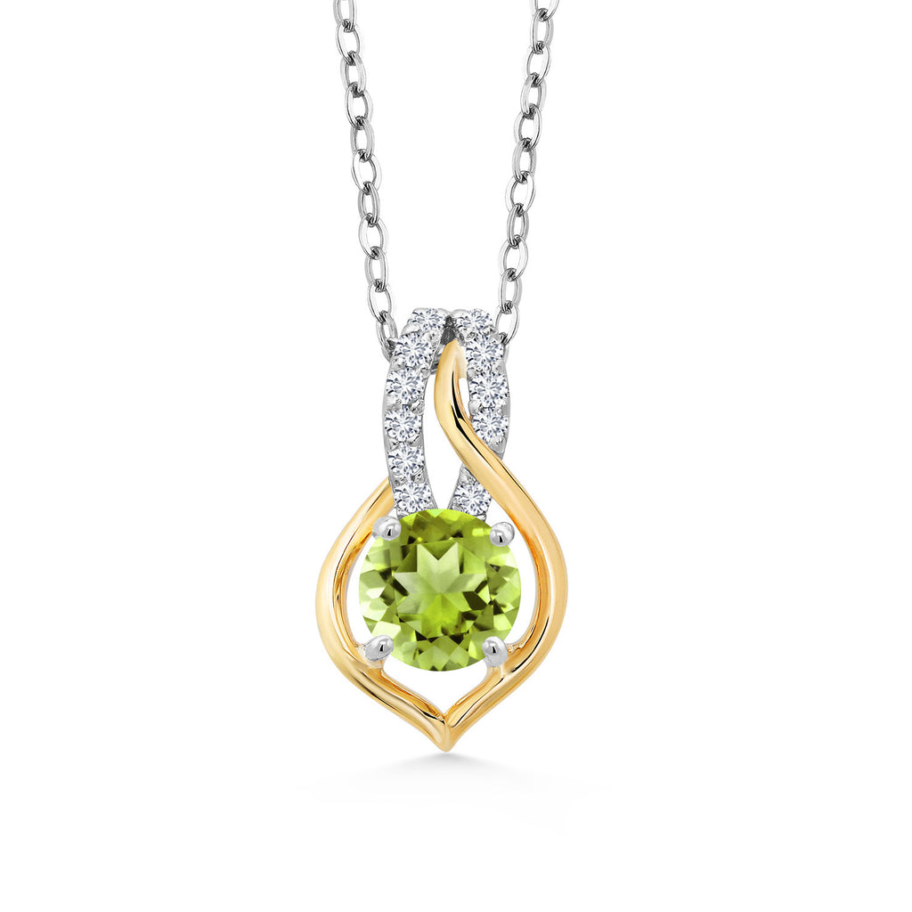 Peridot - August_Pendant in 925 Sterling Silver and 10K Yellow Gold