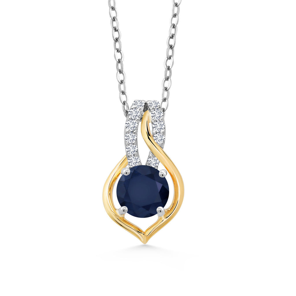Sapphire - September_Pendant in 925 Sterling Silver and 10K Yellow Gold