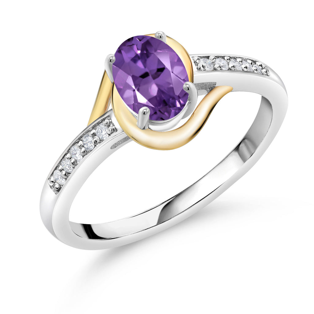 Amethyst - February_8_Ring in 925 Sterling Silver and 10K Yellow Gold