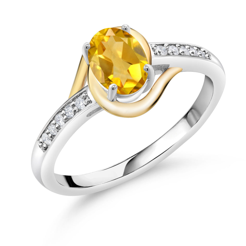 Citrine - November_9_Ring in 925 Sterling Silver and 10K Yellow Gold