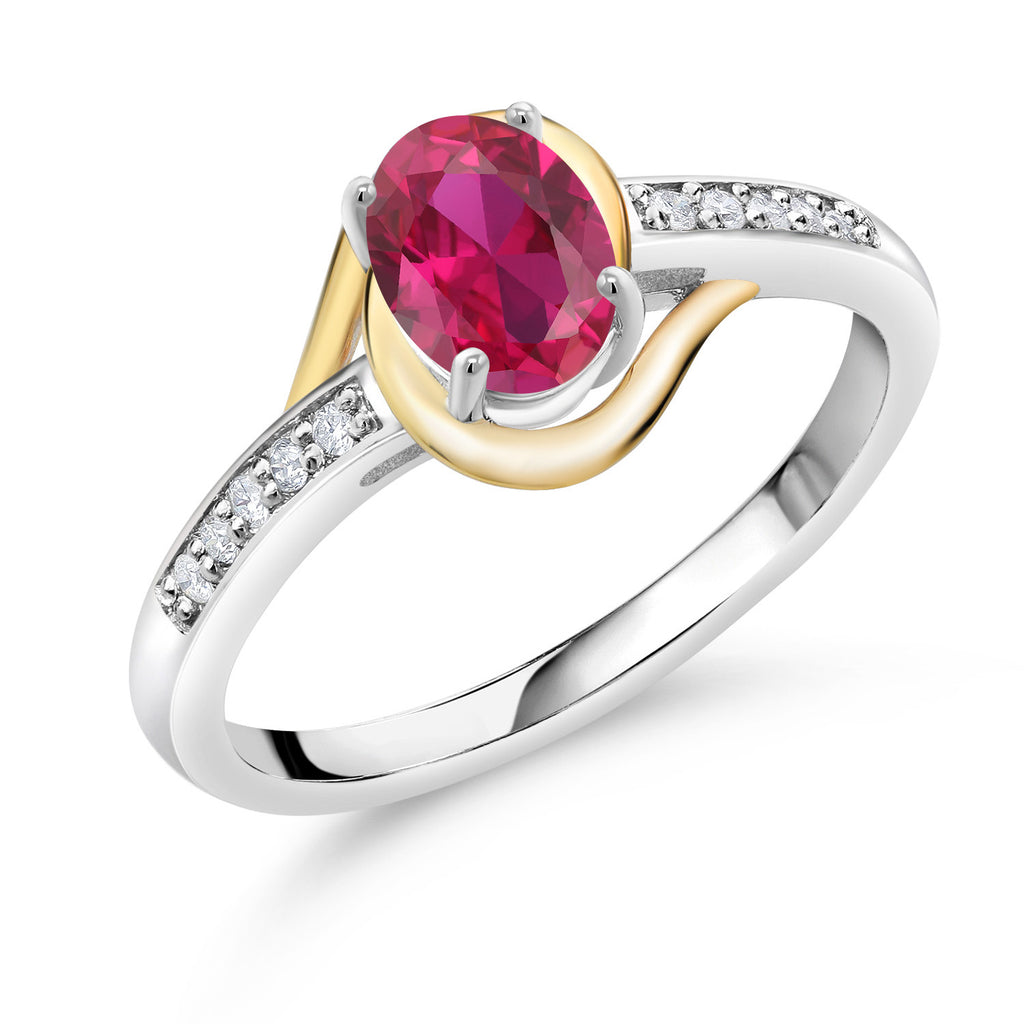 Created Ruby - July_9_Ring in 925 Sterling Silver and 10K Yellow Gold