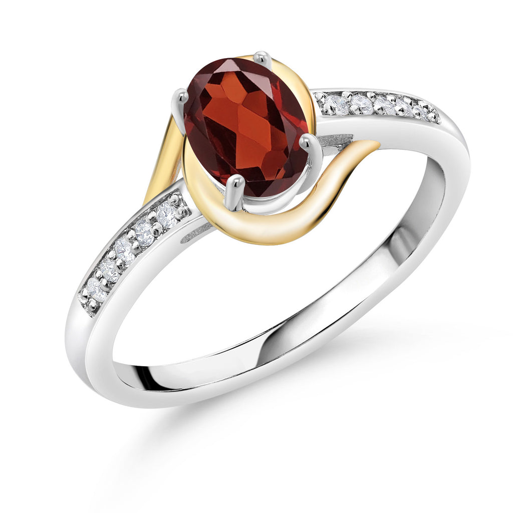 Garnet - January_5_Ring in 925 Sterling Silver and 10K Yellow Gold