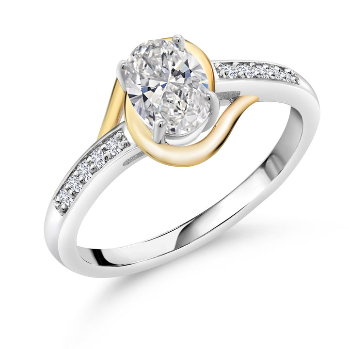 White Lab Grown Diamond_9_Ring in 925 Sterling Silver and 10K Yellow Gold