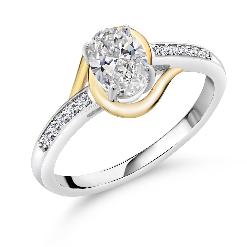 White Lab Grown Diamond_7_Ring in 925 Sterling Silver and 10K Yellow Gold