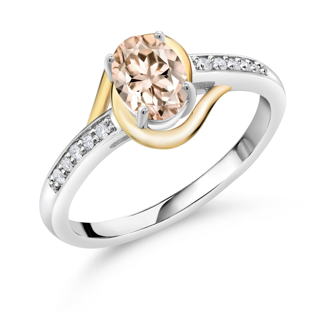 Morganite - October_5_Ring in 925 Sterling Silver and 10K Yellow Gold