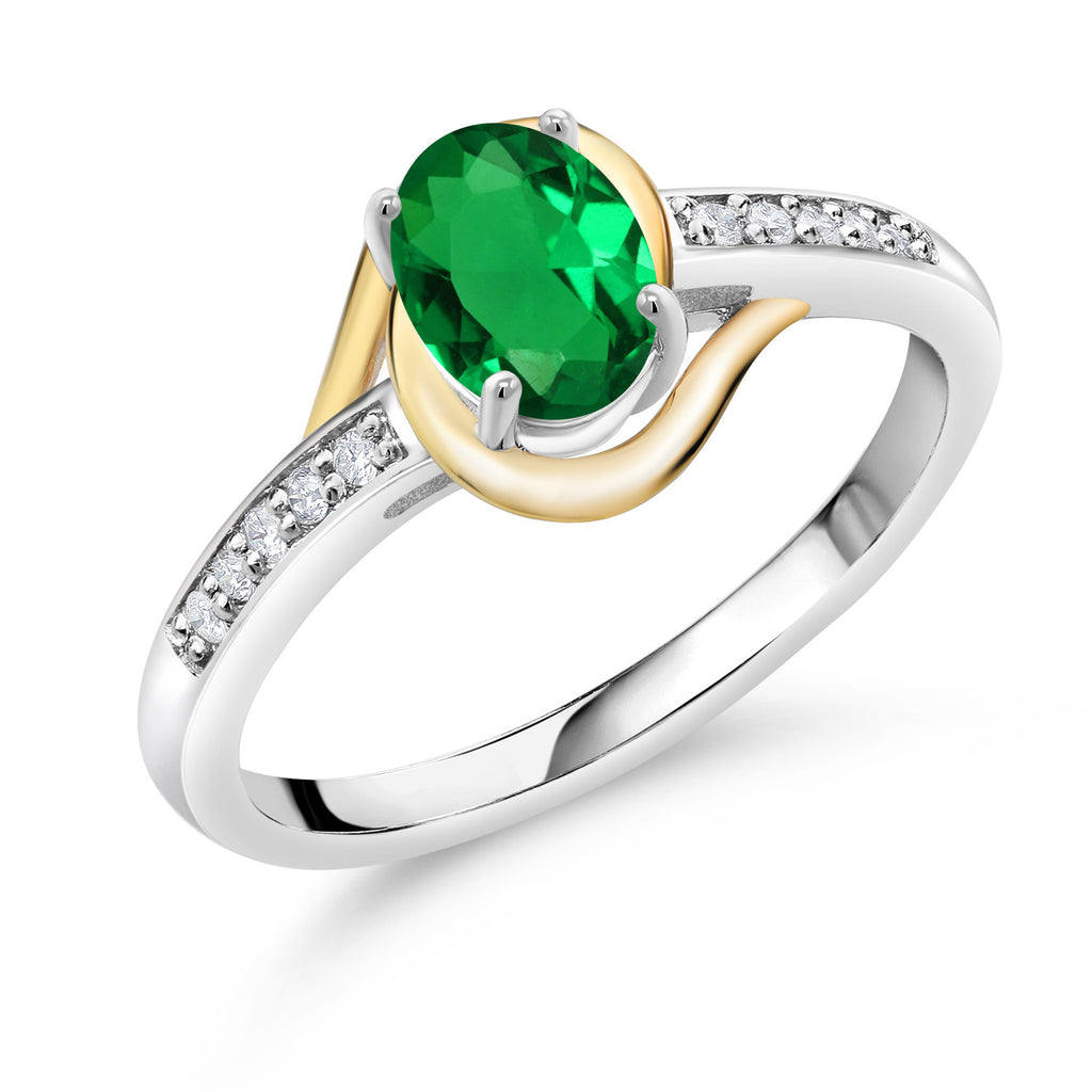 Nano Emerald - May_9_Ring in 925 Sterling Silver and 10K Yellow Gold