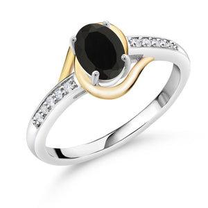 Onyx - December_5_Ring in 925 Sterling Silver and 10K Yellow Gold
