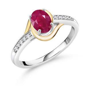 Ruby - July_5_Ring in 925 Sterling Silver and 10K Yellow Gold