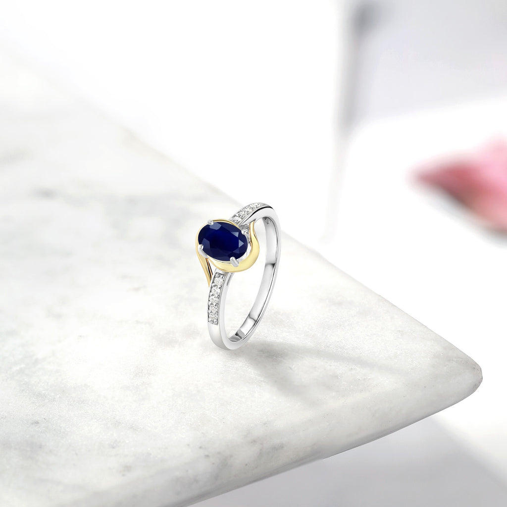 Sapphire - September_6_Ring in 925 Sterling Silver and 10K Yellow Gold