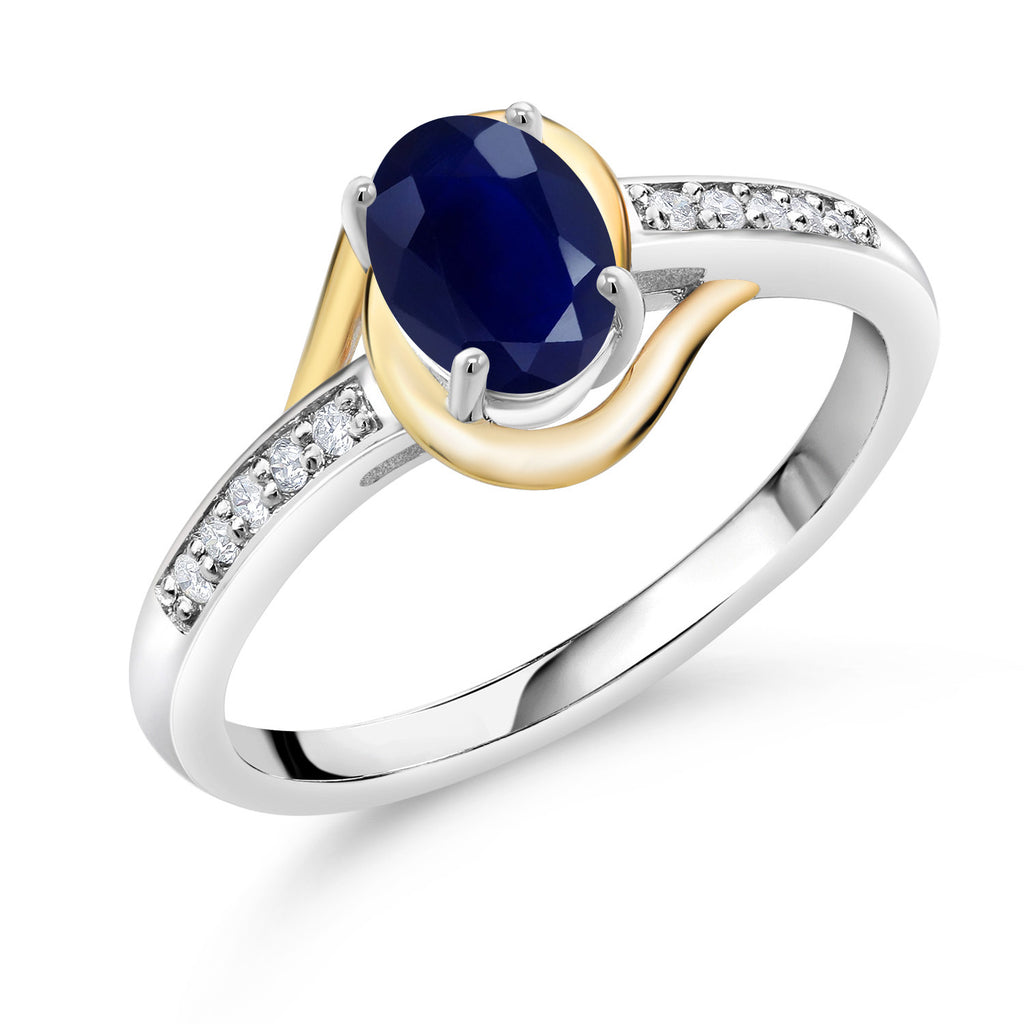 Sapphire - September_9_Ring in 925 Sterling Silver and 10K Yellow Gold