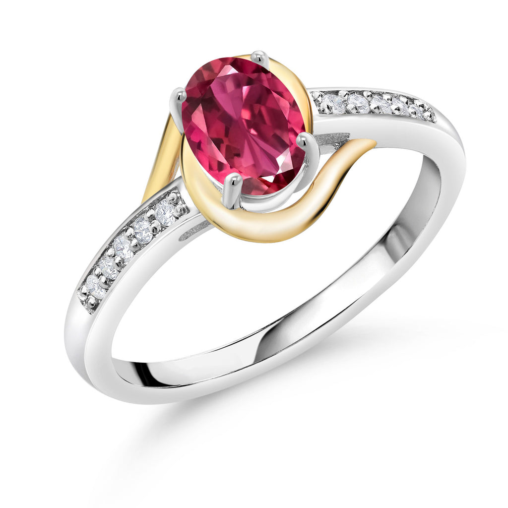 Pink Tourmaline - October_9_Ring in 925 Sterling Silver and 10K Yellow Gold
