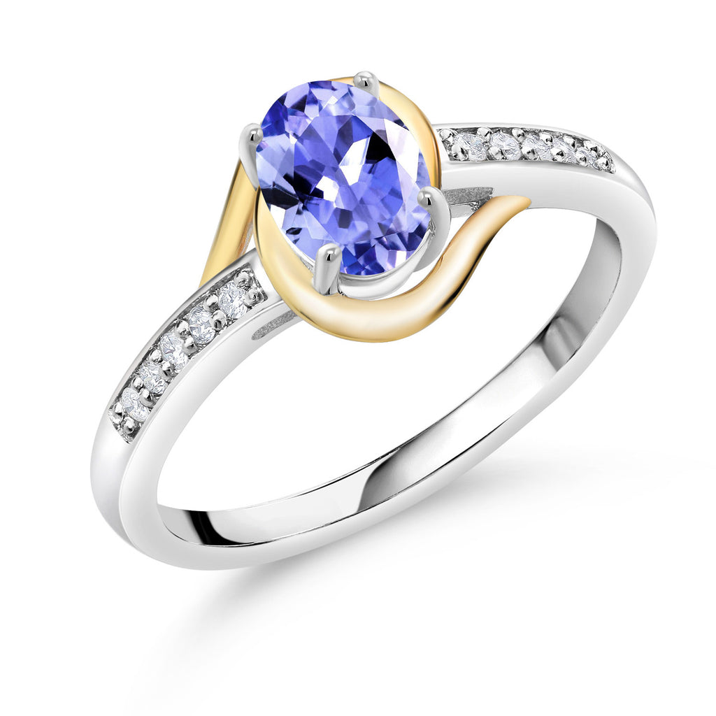Blue Tanzanite - December_9_Ring in 925 Sterling Silver and 10K Yellow Gold
