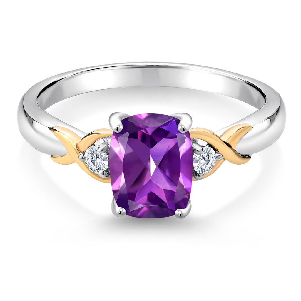 Amethyst - February_5_Ring in 925 Sterling Silver and 10K Yellow Gold