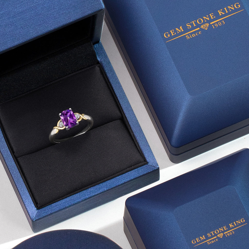 Amethyst - February_5_Ring in 925 Sterling Silver and 10K Yellow Gold