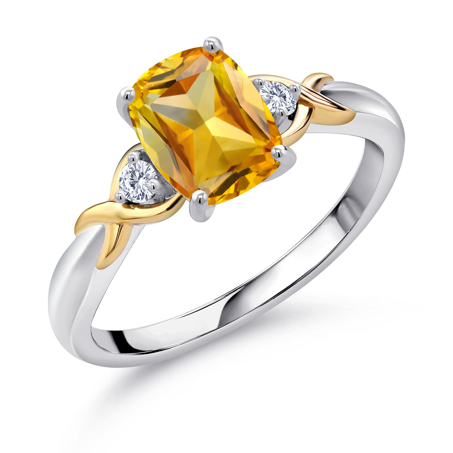 Citrine - November_8_Ring in 925 Sterling Silver and 10K Yellow Gold