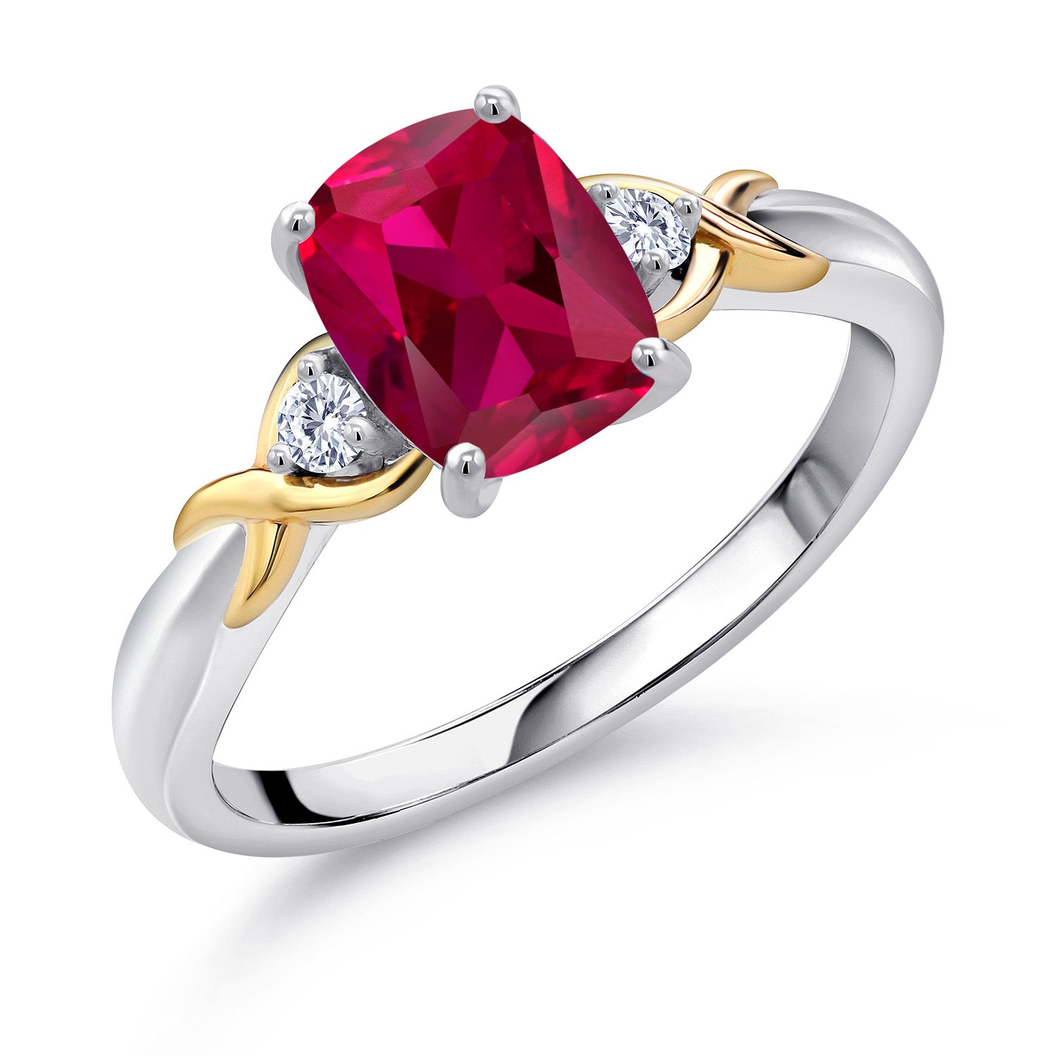 Created Ruby - July_7_Ring in 925 Sterling Silver and 10K Yellow Gold