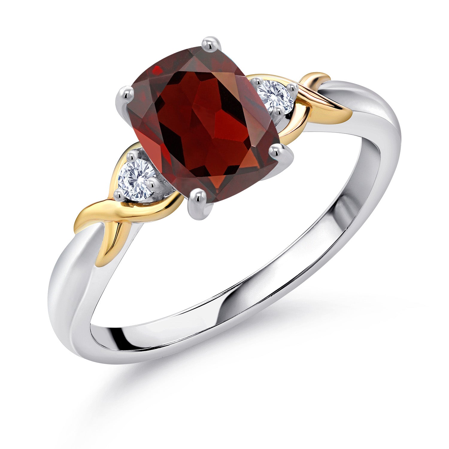 Garnet - January_9_Ring in 925 Sterling Silver and 10K Yellow Gold