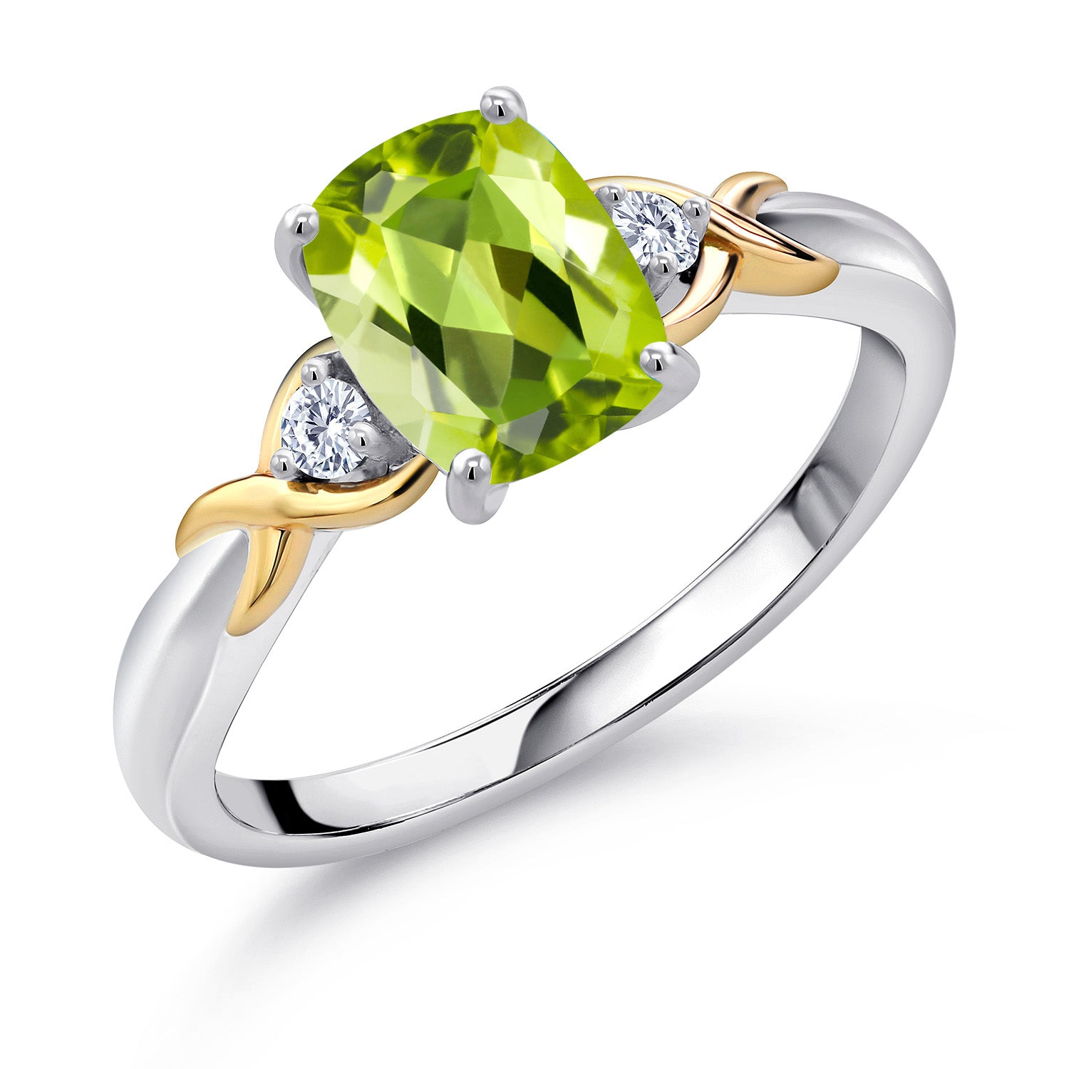 Peridot - August_6_Ring in 925 Sterling Silver and 10K Yellow Gold