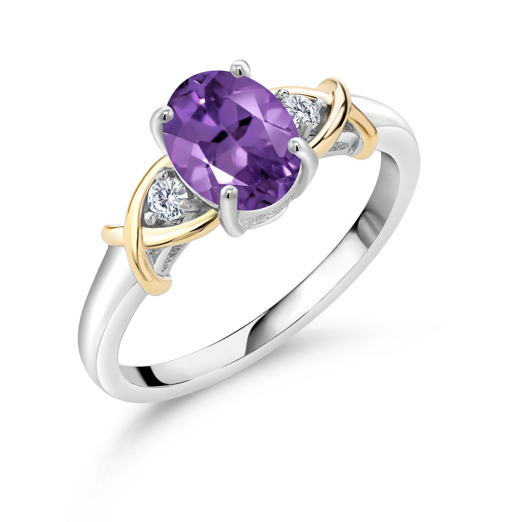 Amethyst - February_9_Ring in 925 Sterling Silver and 10K Yellow Gold