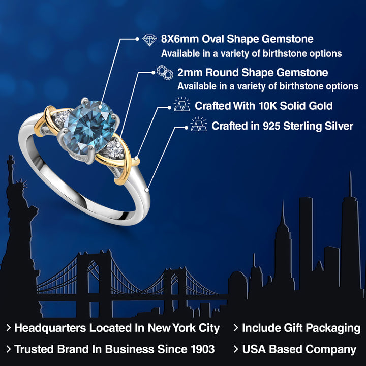 Ring in 925 Sterling Silver and 10K Yellow Gold