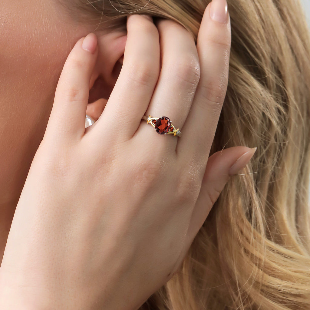 Ring in 925 Sterling Silver and 10K Yellow Gold