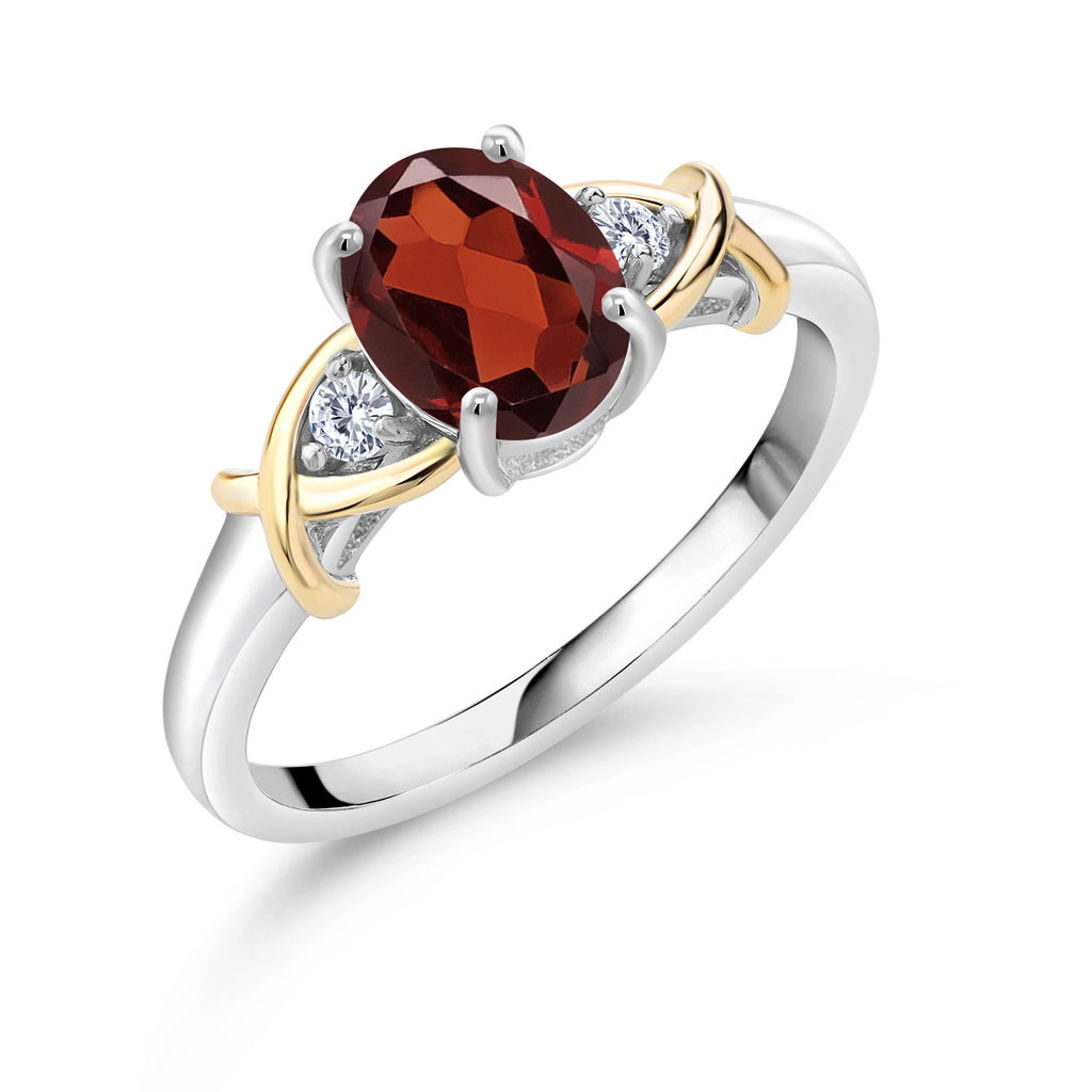 Garnet - January_9_Ring in 925 Sterling Silver and 10K Yellow Gold