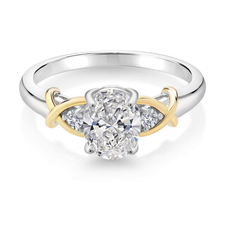 2 Tone 10K Yellow Gold and 925 Sterling Silver IGI Certified Lab Grown Diamond Ring For Women | 1.5 Ct Oval Cut | F-G Color | VS1 Clarity | Available in Size 5,6,7,8,9