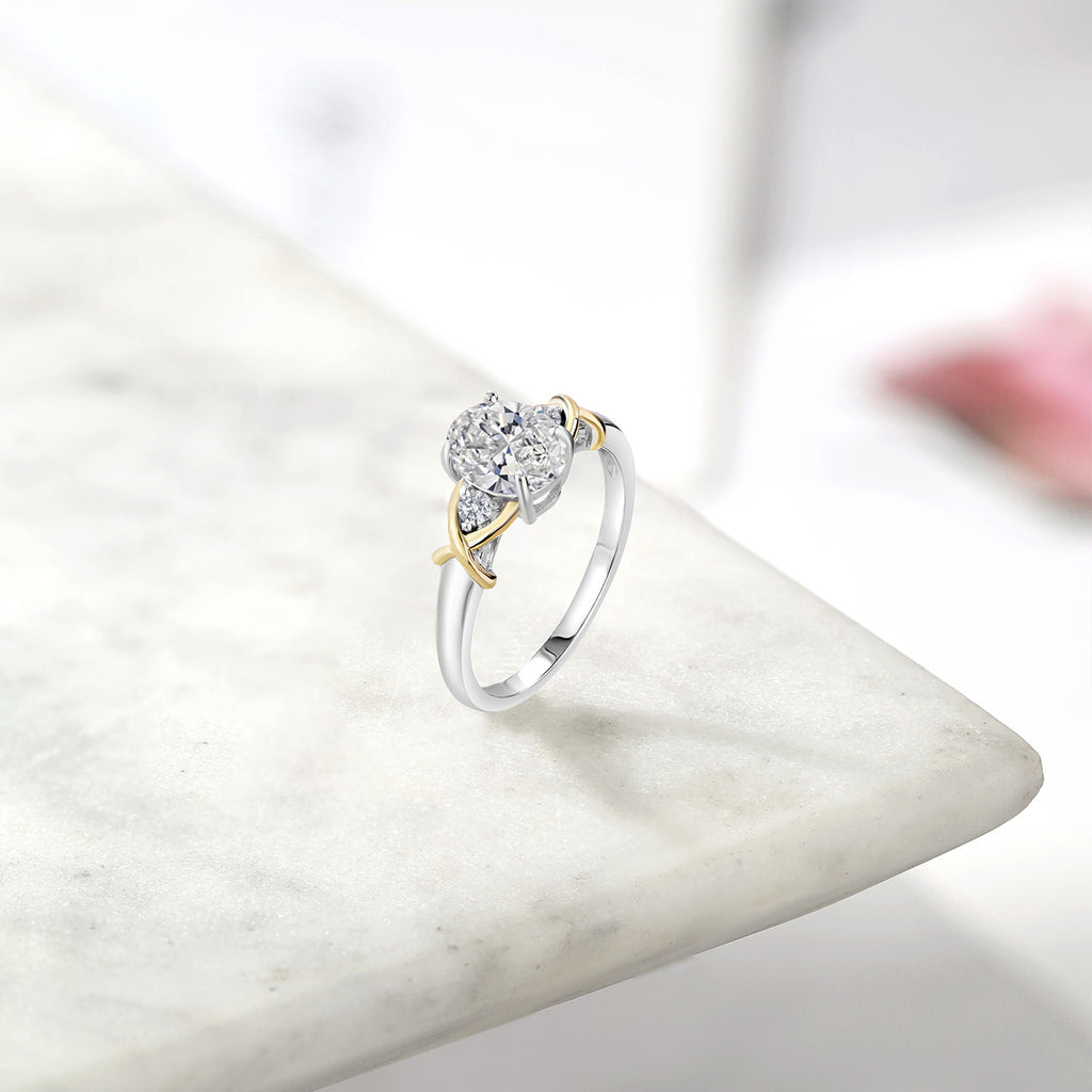 Ring in 925 Sterling Silver and 10K Yellow Gold
