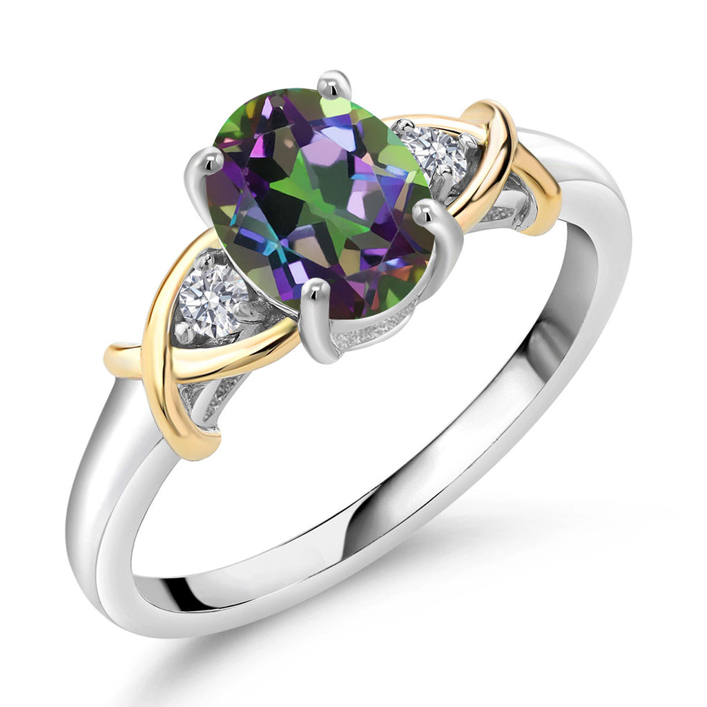 Green Mystic Topaz_8_Ring in 925 Sterling Silver and 10K Yellow Gold