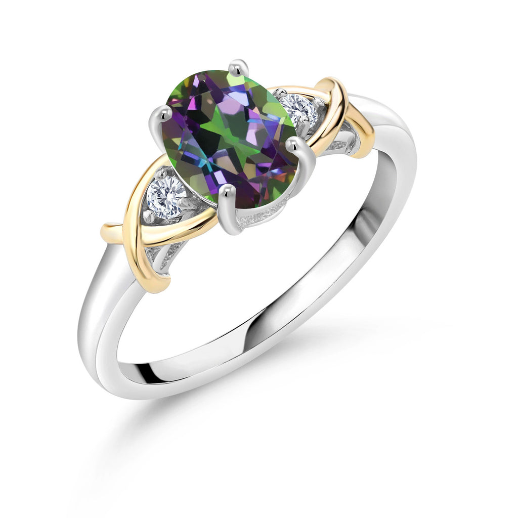 Green Mystic Topaz_8_Ring in 925 Sterling Silver and 10K Yellow Gold