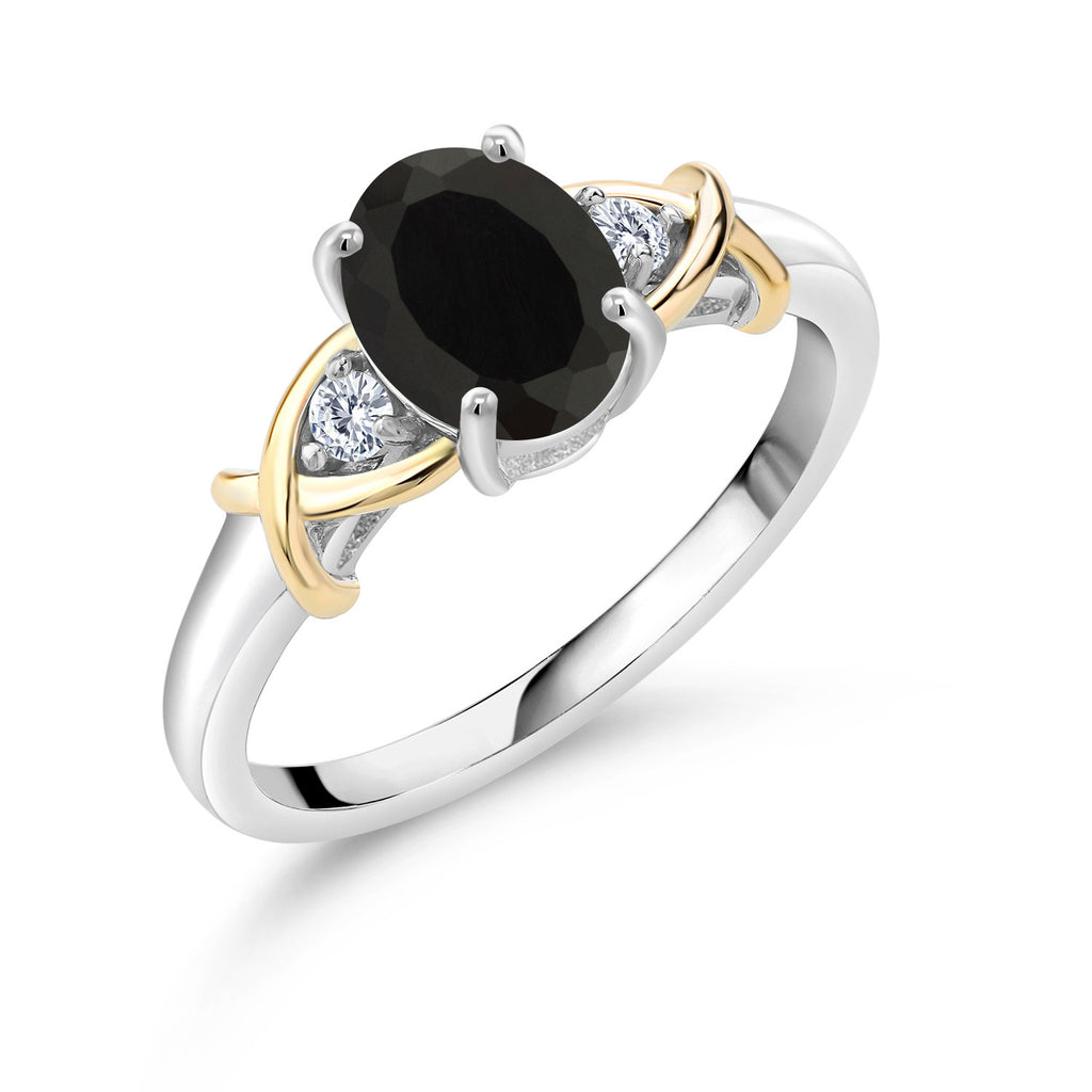 Onyx - December_5_Ring in 925 Sterling Silver and 10K Yellow Gold