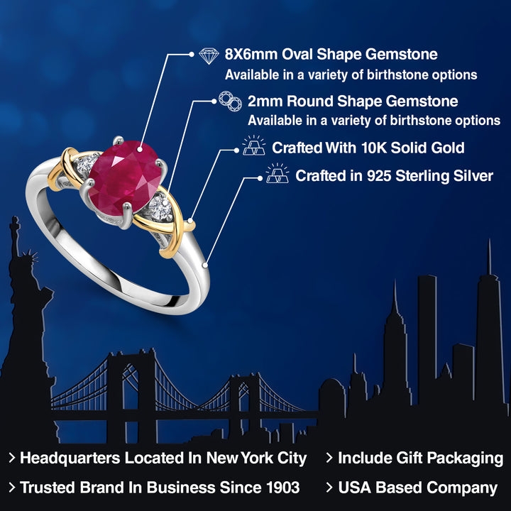 Ring in 925 Sterling Silver and 10K Yellow Gold