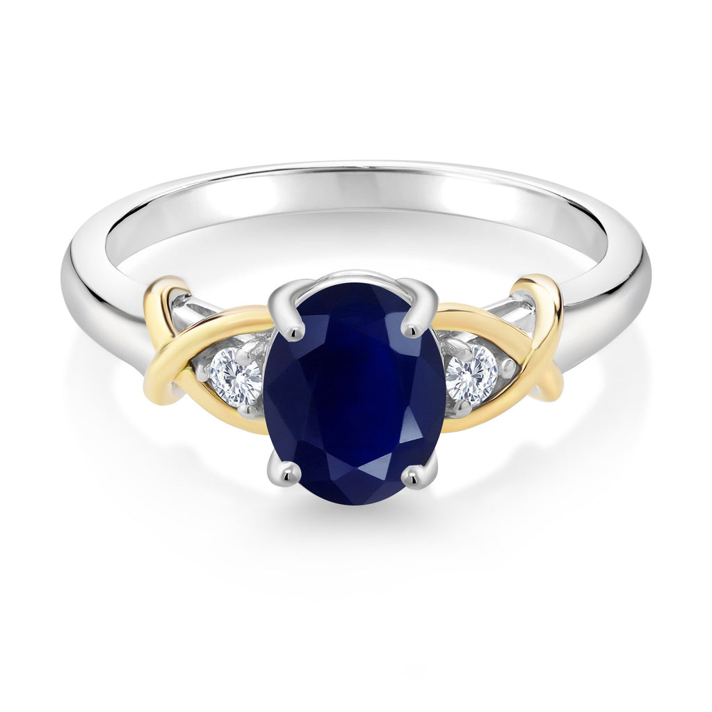 Blue Sapphire - September_7_Ring in 925 Sterling Silver and 10K Yellow Gold