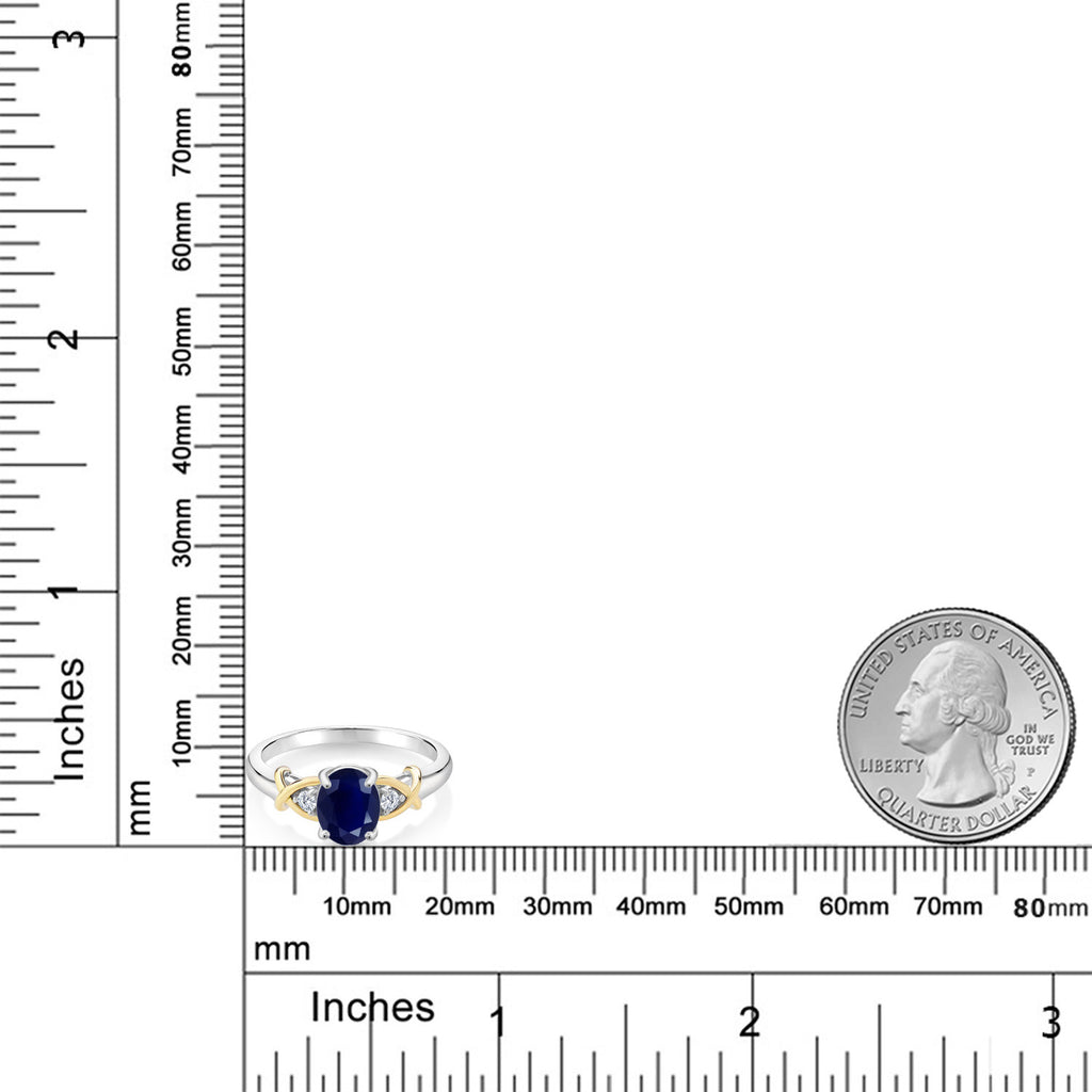 Blue Sapphire - September_7_Ring in 925 Sterling Silver and 10K Yellow Gold