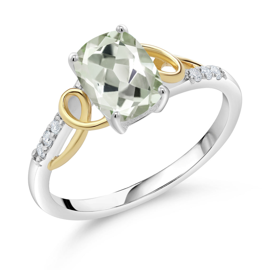 Green Prasiolite_5_Ring in 925 Sterling Silver and 10K Yellow Gold