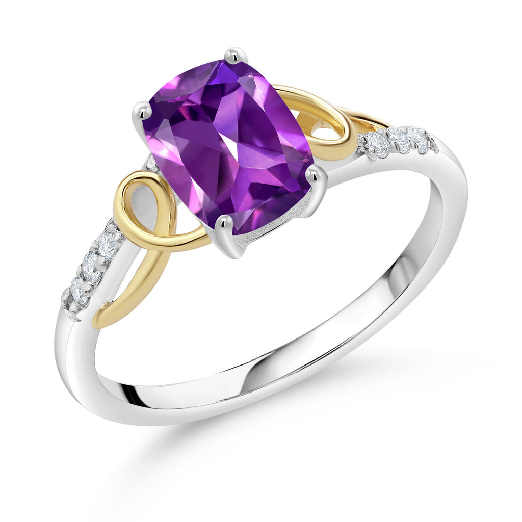 Purple Amethyst_5_Ring in 925 Sterling Silver and 10K Yellow Gold