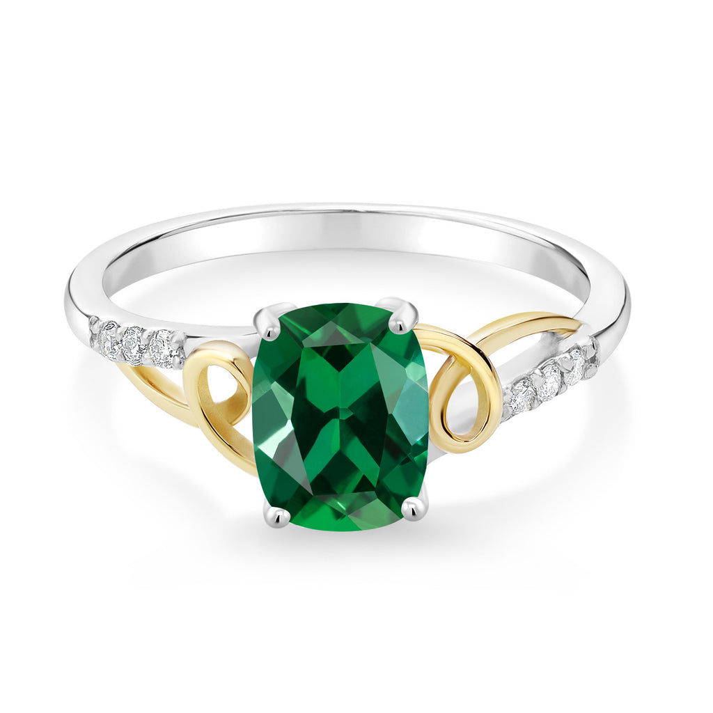 Simulated Emerald_Ring in 925 Sterling Silver and 10K Yellow Gold