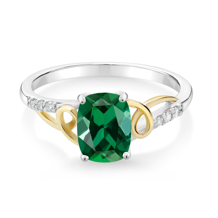 Simulated Emerald_Ring in 925 Sterling Silver and 10K Yellow Gold
