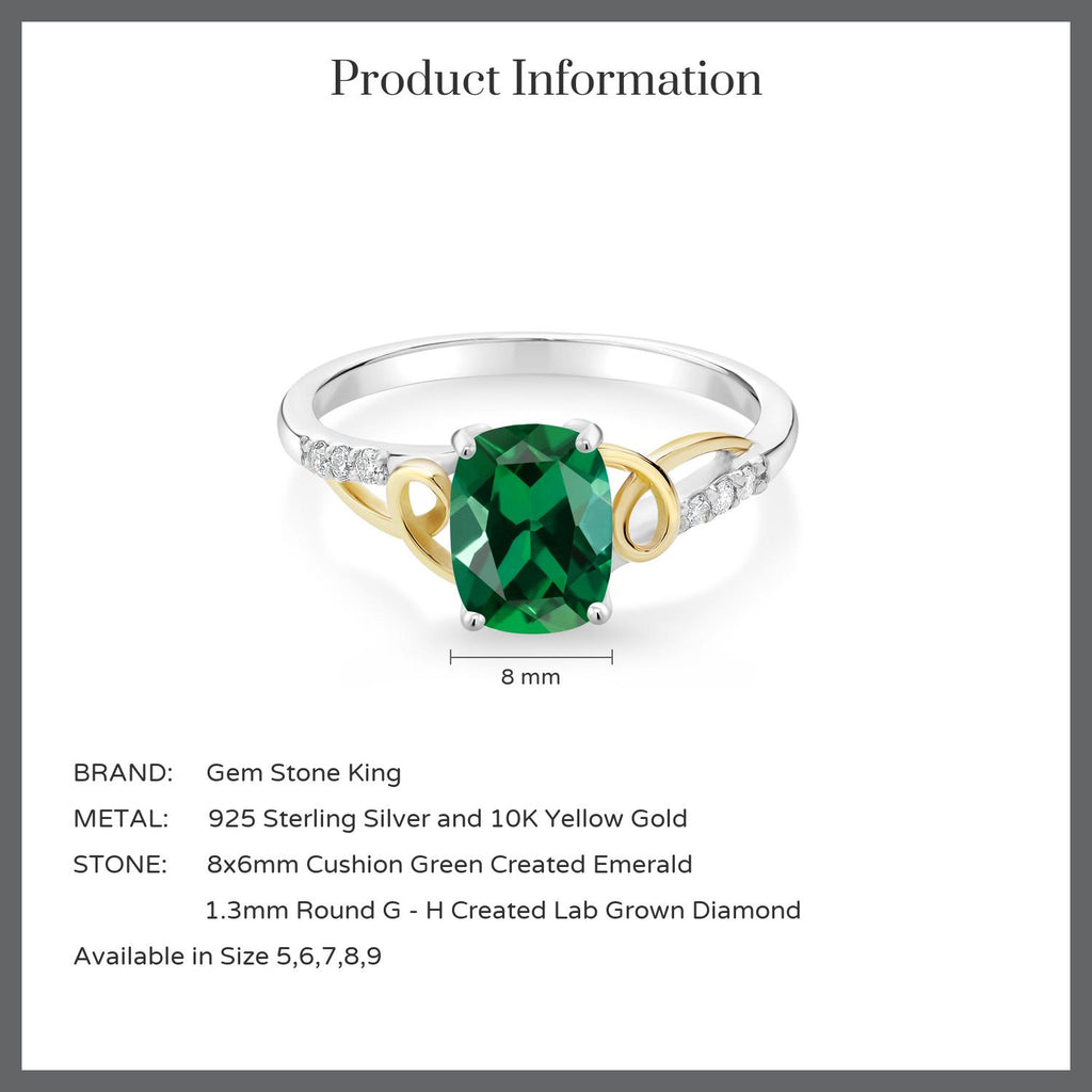 Simulated Emerald_Ring in 925 Sterling Silver and 10K Yellow Gold
